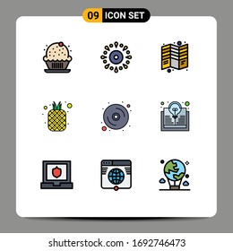 Modern Set of 9 Filledline Flat Colors and symbols such as natural; fruit; party; food; print Editable Vector Design Elements
