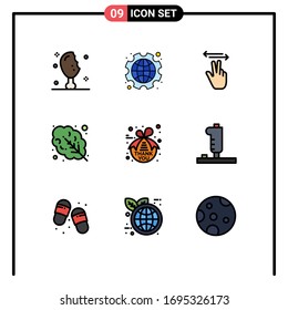 Modern Set of 9 Filledline Flat Colors Pictograph of thank; food; labour; salad; touch Editable Vector Design Elements