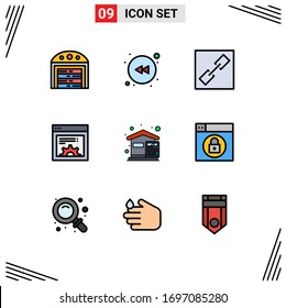 Modern Set of 9 Filledline Flat Colors and symbols such as web; expenses; link; costs; bills Editable Vector Design Elements
