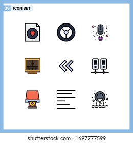 Modern Set of 9 Filledline Flat Colors Pictograph of arrows; storage; women; office; files Editable Vector Design Elements