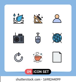 Modern Set of 9 Filledline Flat Colors and symbols such as internet of things; wireless; avatar; mouse; apple Editable Vector Design Elements