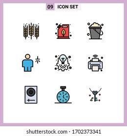 Conjunto moderno de 9 colores planos y símbolos como el agua; humanos; aceite; cuerpo; elementos de diseño de vectores editables para el hogar