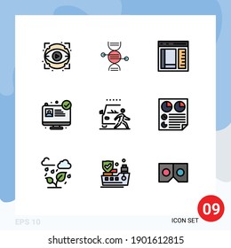 Modern Set of 9 Filledline Flat Colors Pictograph of car; medical consulting; browser; medical app; page Editable Vector Design Elements