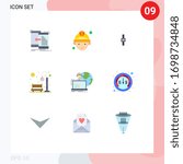 Modern Set of 9 Flat Colors Pictograph of outsource; recreation; equalizer; park; bench Editable Vector Design Elements