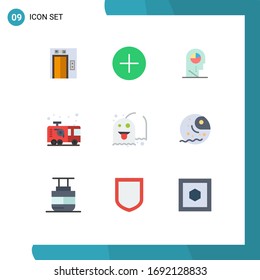 Modern Set of 9 Flat Colors and symbols such as game; fireman; profile; firefighter; emergency Editable Vector Design Elements