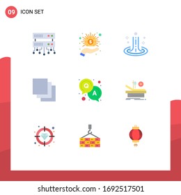 Modern Set of 9 Flat Colors Pictograph of operation; question; ripple; answer; group Editable Vector Design Elements