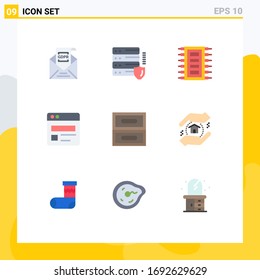 Conjunto moderno de 9 colores planos y símbolos como el archivo; web; seguridad; negocios; elementos de diseño de vectores editables por ordenador