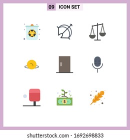 Modern Set of 9 Flat Colors and symbols such as furniture; pointer; sport; map; libra Editable Vector Design Elements