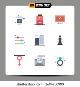 Modern Set of 9 Flat Colors and symbols such as chess; building; service; apartment; preference Editable Vector Design Elements
