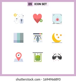 Modern Set of 9 Flat Colors Pictograph of artwork; layout; error; grid layout; alert Editable Vector Design Elements