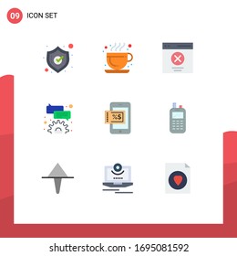 Modern Set of 9 Flat Colors and symbols such as phone; shopping; interface; mobile; comment Editable Vector Design Elements