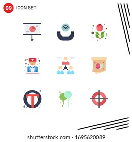 Modern Set of 9 Flat Colors and symbols such as man; group; red; user; physician Editable Vector Design Elements