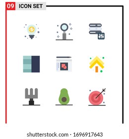 Modern Set of 9 Flat Colors Pictograph of success; layout; romantic; graph; grid Editable Vector Design Elements