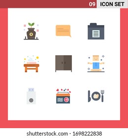 Modern Set of 9 Flat Colors and symbols such as entertainment; interior; files; furniture; relaxation Editable Vector Design Elements