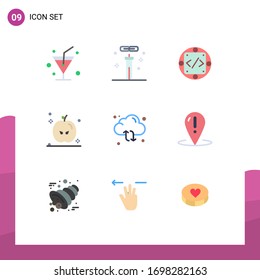 Modern Set of 9 Flat Colors Pictograph of sync; cloud; custom; turkey; holiday Editable Vector Design Elements
