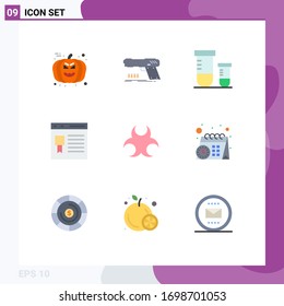 Modern Set of 9 Flat Colors and symbols such as website; development; weapon; develop; space Editable Vector Design Elements