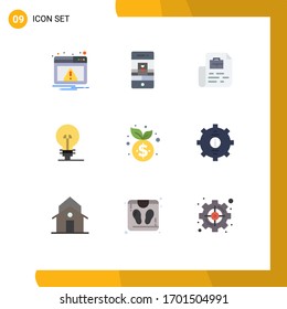 Modern Set of 9 Flat Colors Pictograph of business; management; webcam; definnig; bag Editable Vector Design Elements