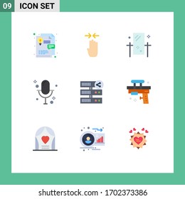 Modern Set of 9 Flat Colors Pictograph of share; record; dresser; microphone; audio Editable Vector Design Elements