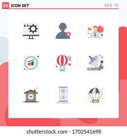 Modern Set of 9 Flat Colors Pictograph of statistics; marketing; business; growth; success Editable Vector Design Elements