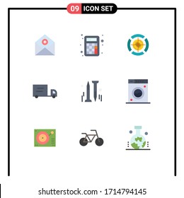 Modern Set of 9 Flat Colors and symbols such as diy; vehicles; math; truck; target Editable Vector Design Elements