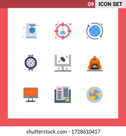 Modern Set of 9 Flat Colors and symbols such as field; pipe; select; meter; internet Editable Vector Design Elements