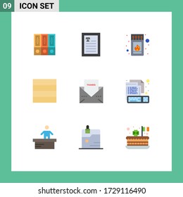 Modern Set of 9 Flat Colors Pictograph of message; envelope; reader; wireframe; stick Editable Vector Design Elements
