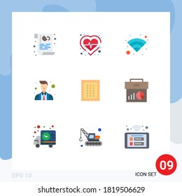 Modern Set of 9 Flat Colors and symbols such as baking; police; check; officer; officer Editable Vector Design Elements