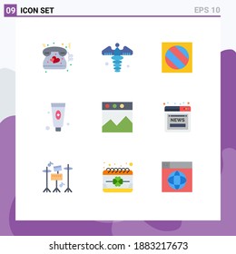 Modern Set of 9 Flat Colors and symbols such as graph; foam; full shadow; face; beauty Editable Vector Design Elements
