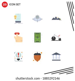 Conjunto moderno de 9 colores planos y símbolos como gesto; haga clic en; innovación; escena; elementos de diseño de vectores editables por naturaleza