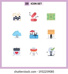 Modern Set of 9 Flat Colors and symbols such as file; access; science; cloud; pitch Editable Vector Design Elements