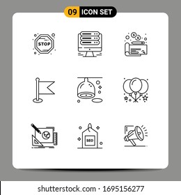 Modern Set of 9 Outlines and symbols such as lemon; diet; money; citrus; map Editable Vector Design Elements