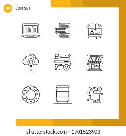 Modern Set of 9 Outlines and symbols such as distance; search; conversations; computing; person Editable Vector Design Elements