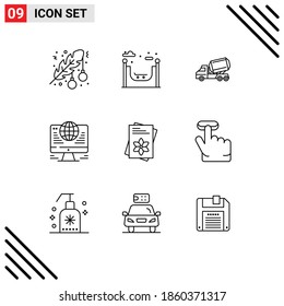 Modern Set of 9 Outlines and symbols such as seeds; globe; truck; connection; roller Editable Vector Design Elements