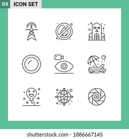 Modern Set of 9 Outlines and symbols such as camcorder; kitchen; halloween; household; cooking Editable Vector Design Elements