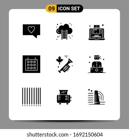 Modern Set of 9 Solid Glyphs and symbols such as bandit; speaker; blogger; canada; layout Editable Vector Design Elements