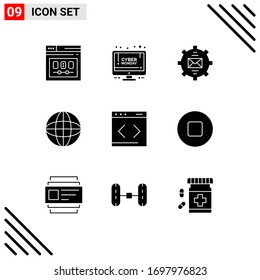 Modern Set of 9 Solid Glyphs and symbols such as equipment; devices; monday; automation; help Editable Vector Design Elements