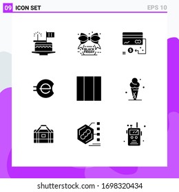 Modern Set of 9 Solid Glyphs and symbols such as crypto currency; coin; sale; e coin; finance Editable Vector Design Elements