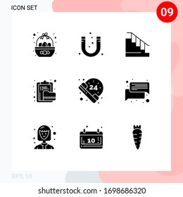 Modern Set of 9 Solid Glyphs and symbols such as file; clipboard; magnetic; archive; home Editable Vector Design Elements