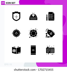 Modern Set of 9 Solid Glyphs and symbols such as planning; management; empty; business; pen Editable Vector Design Elements