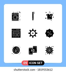 Modern Set of 9 Solid Glyphs and symbols such as management; hr; drying; online; credit Editable Vector Design Elements