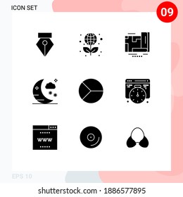 Modern Set of 9 Solid Glyphs Pictograph of graphical; chart; location; business; holiday Editable Vector Design Elements