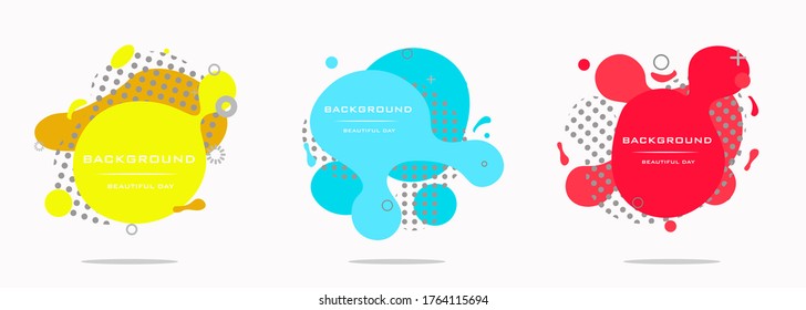 A modern set of abstract amoebic banners. Yellow, red, blue. Vector banner template. Template for use in web or print design.