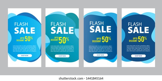 Modern set of abstract banners. Dynamic modern fluid mobile for sale banners. Set of abstract modern graphic elements. Dynamic modern fluid template ready for use in web or print design