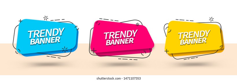 Modern set of abstract banners square shape. Vector bright template banners. Template ready for use in web or print design.