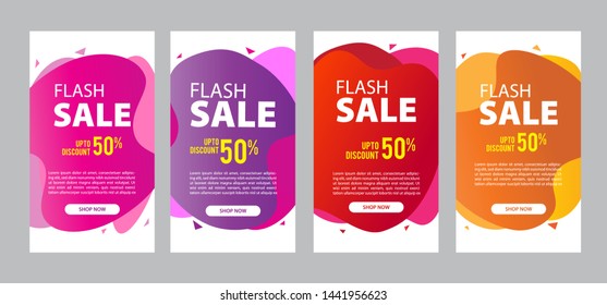 Modern set of abstract banners. Vector bright template banners. Template ready for use in web or print design. Dynamic modern fluid template ready for use in web or print design. 