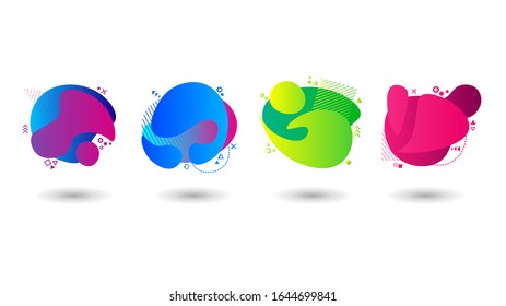 Modern set of abstract banners. Vector bright template banners. Template ready for use in web or print design of logo, flyer, presentation, vector illustration. Flowing shapes banners. Dynamical forms