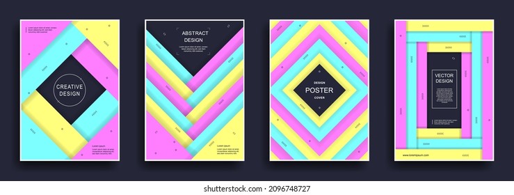 Conjunto moderno de cubiertas abstractas. Conjunto de 4 diseñado en formato A4 aplicable a banners, carteles, carteles, volantes, etc.