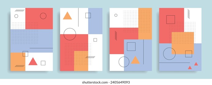 Modern set of abstract covers in Geometry style, minimal cover design. Geometric background. Vector.