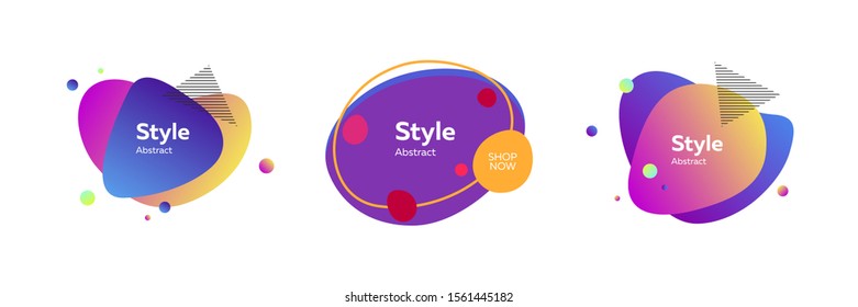 Modern set of abstract elements. Vector. Dynamical colourful shapes and lines. Style graphic design. Special offer sign. Advertising concept for web design, advertising, interface, presentation slides
