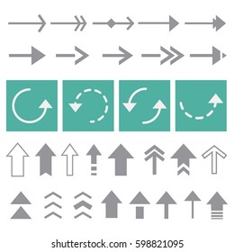 Modern set of arrows. Set of arrows for design projects, infographics, navigation.